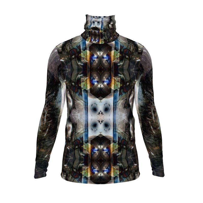 Peacock Feathers Mens slim fit roll neck