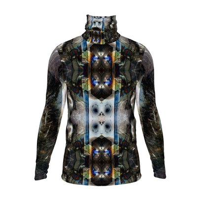 Peacock Feathers Mens slim fit roll neck