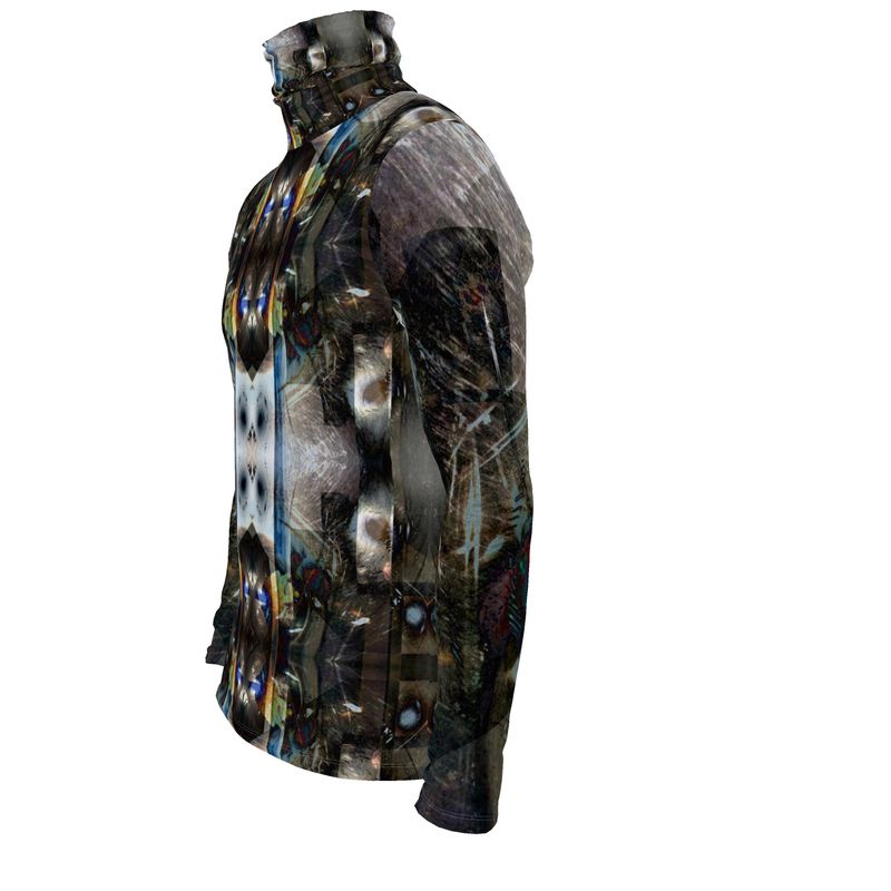 Peacock Feathers Mens slim fit roll neck