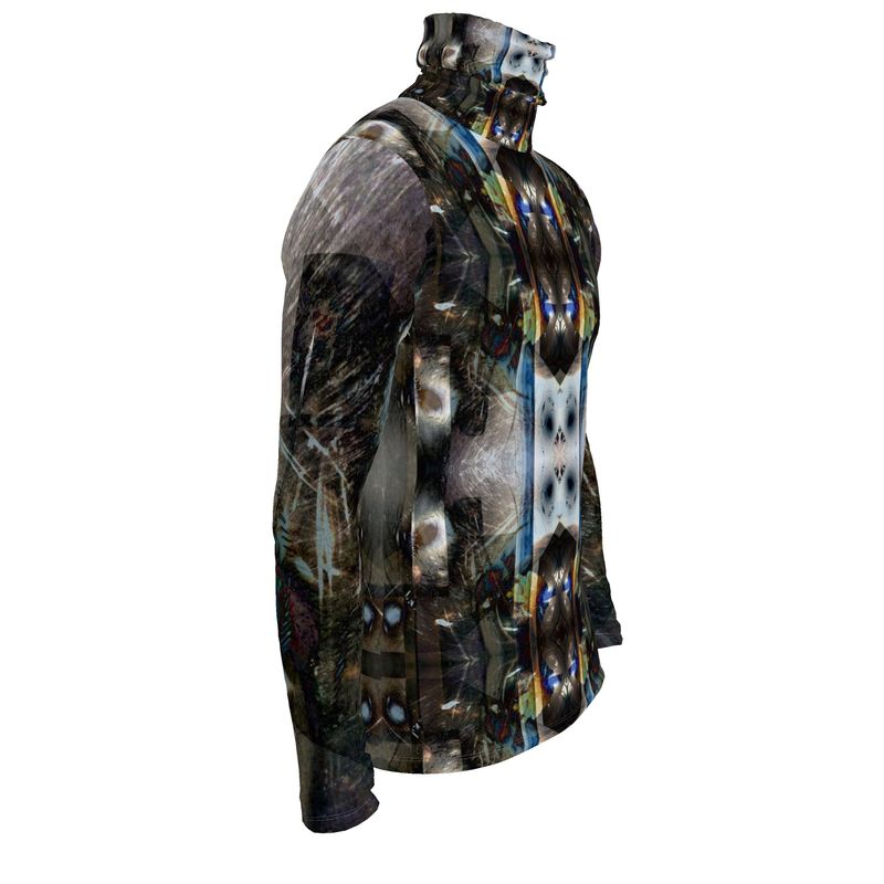 Peacock Feathers Mens slim fit roll neck