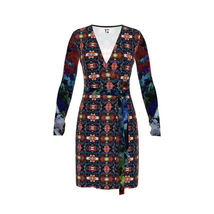 Too Many Flowers 2 Calf or Below length Long Wrap Dress