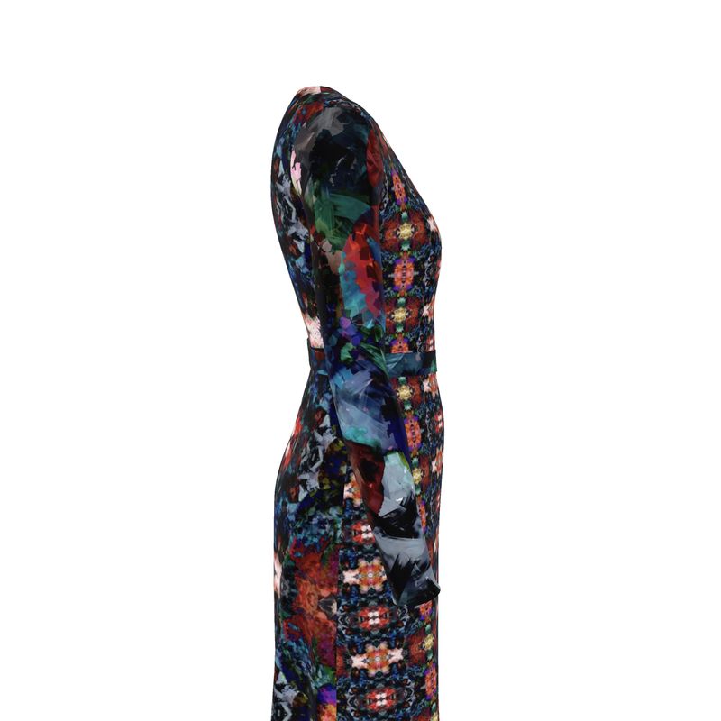 Too Many Flowers 2 Calf or Below length Long Wrap Dress
