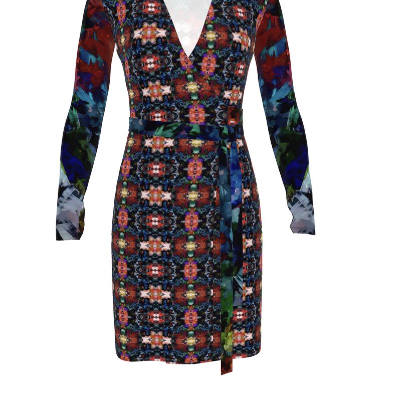 Too Many Flowers 2 Calf or Below length Long Wrap Dress