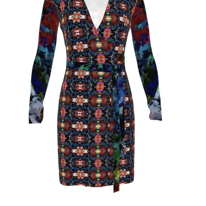 Too Many Flowers 2 Calf or Below length Long Wrap Dress