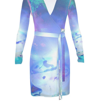 Ethereal Calf or Below length Long Wrap Dress