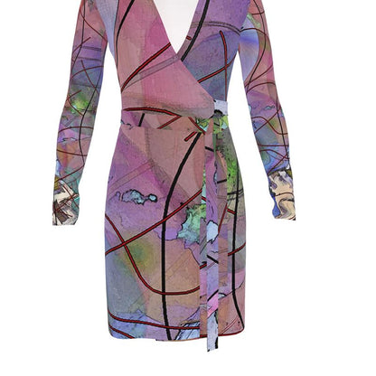 Wishes Calf or Below length Long Wrap Dress