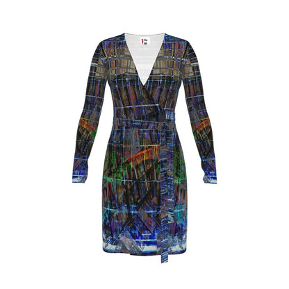 Temple of Time  Above-the- Knee Wrap Dress