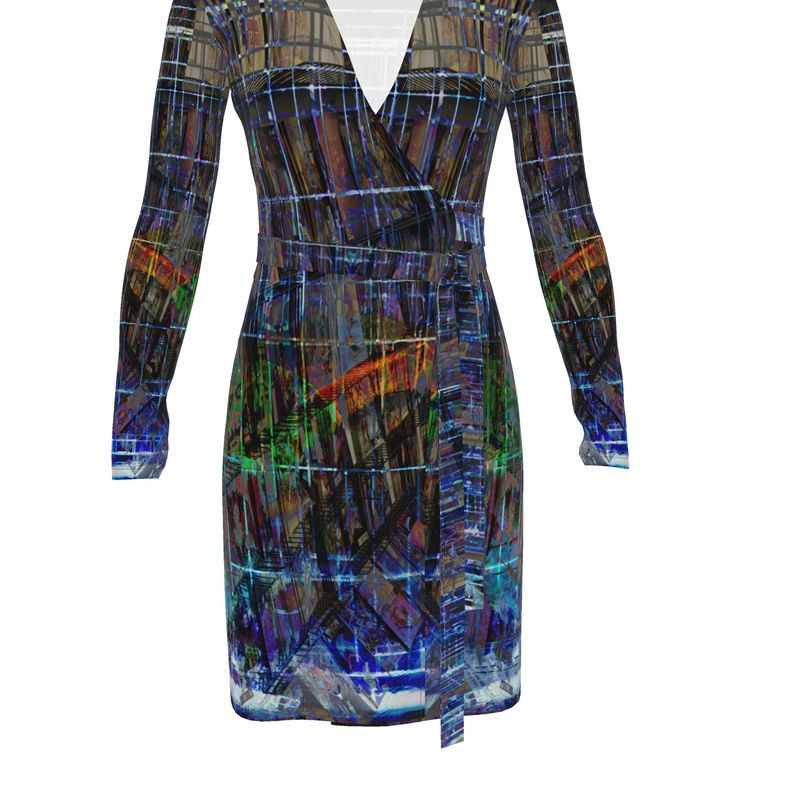 Temple of Time  Above-the- Knee Wrap Dress