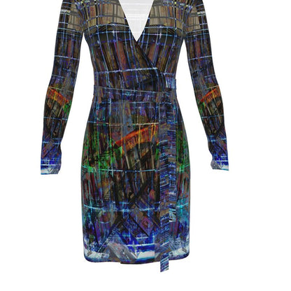Temple of Time  Above-the- Knee Wrap Dress