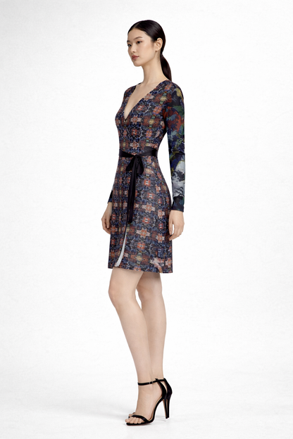 Too Many Flowers 2  Above the knee Wrap Dress