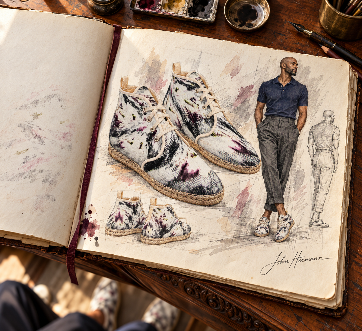 High Top Afterlife Espadrilles — Handbook designer sketchbook — pair right