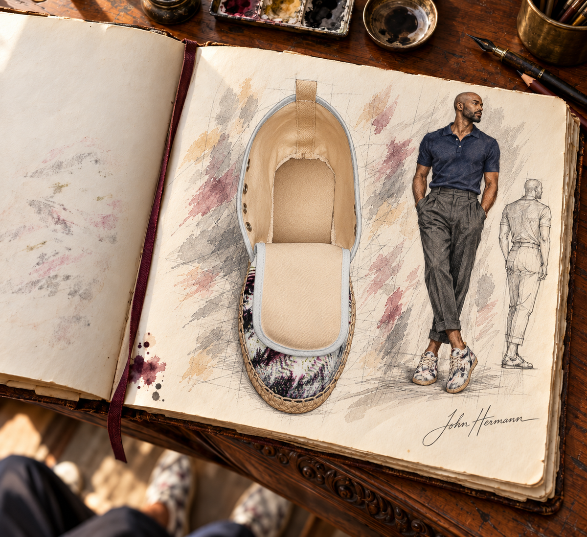 High Top Afterlife Espadrilles — Handbook designer sketchbook — left interior