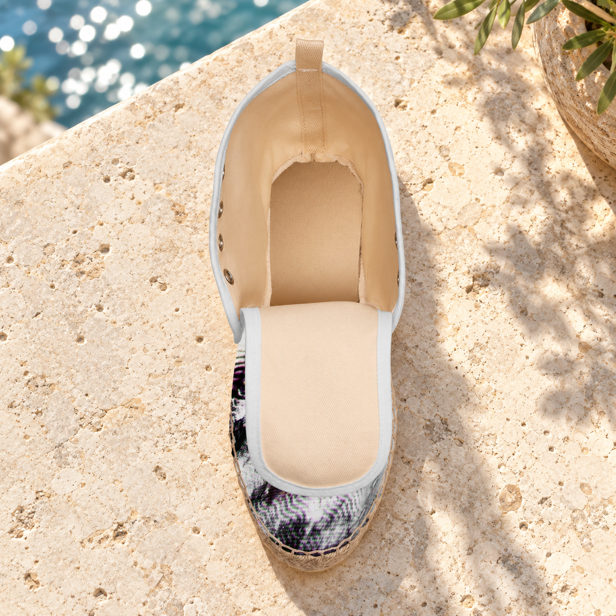 High Top Afterlife Espadrilles — background-enhanced manufacturer view — left interior
