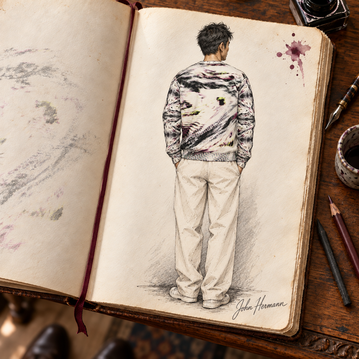 Afterlife Sweatshirt — Handbook — Full back; original artwork by John Robert Hermann.