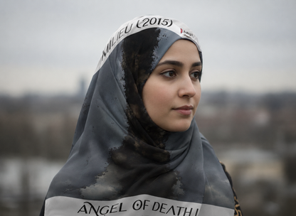 Angel of Death 1 square scarf on model — corrected image 12