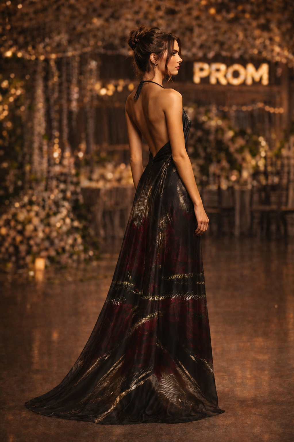 Beauty Behind the Veil Halterneck Backless Dress — corrected photorealistic right view