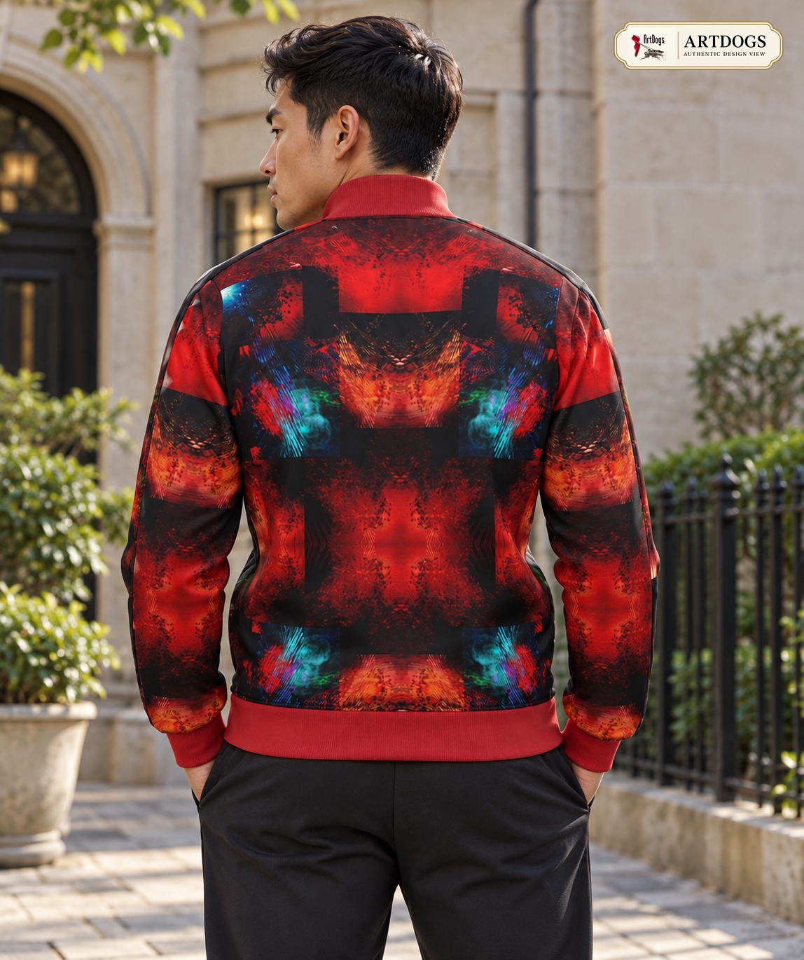 Body and Blood of Life Men's Tracksuit Jacket — Authentic Design View, Rox Sports Jersey — back