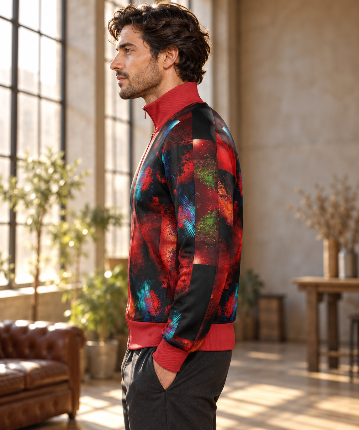 Body and Blood of Life Men's Tracksuit Jacket — Authentic Design View, Rox Sports Jersey — left profile