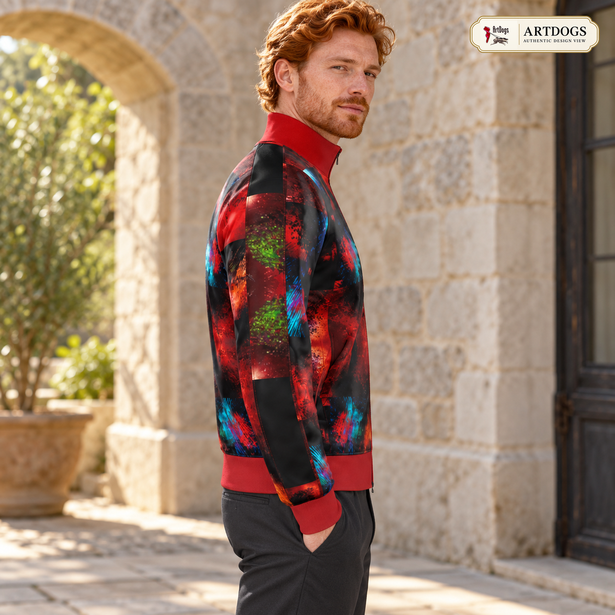 Body and Blood of Life Men's Tracksuit Jacket — Authentic Design View, Rox Sports Jersey — right profile