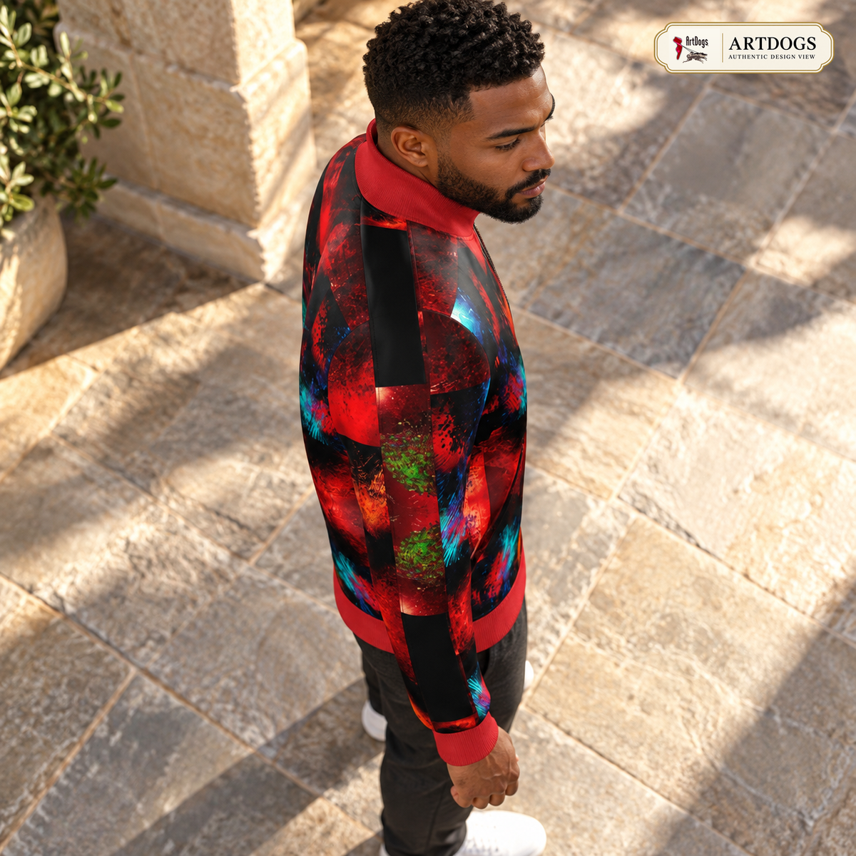 Body and Blood of Life Men's Tracksuit Jacket — Authentic Design View, Rox Sports Jersey — right steep angle