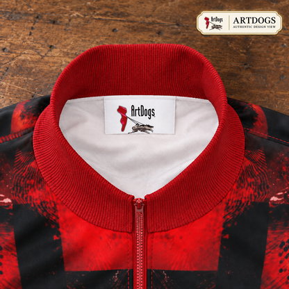 Body and Blood of Life Men's Tracksuit Jacket — Authentic Design View, Rox Sports Jersey — collar label zipper detail