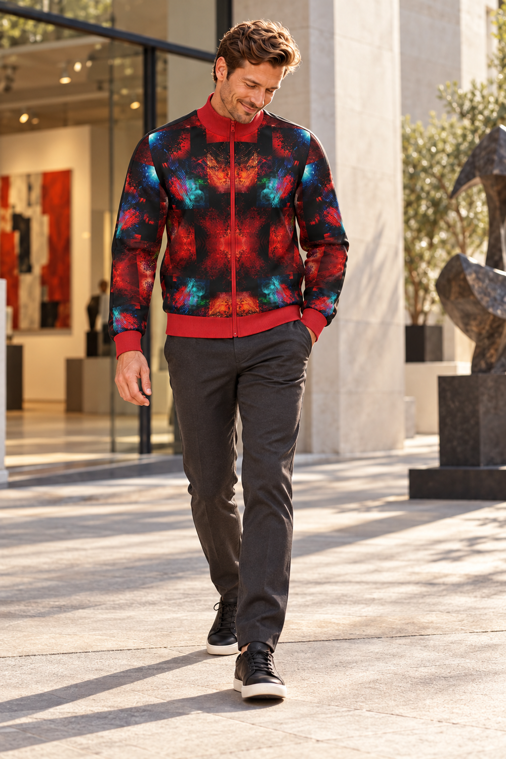 Body and Blood of Life Men's Tracksuit Jacket — fashion photography — front editorial