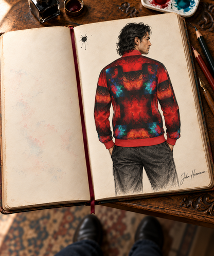 Body and Blood of Life Men's Tracksuit Jacket — Handbook design story — back