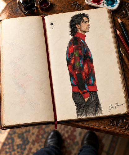 Body and Blood of Life Men's Tracksuit Jacket — Handbook design story — right profile