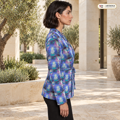 Ethereal Wrap Blazer — A08 Authentic Design View Opposite full profile — realistic surroundings
