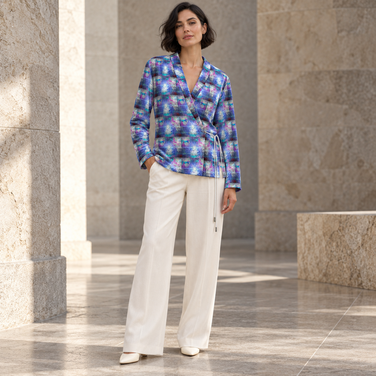 Ethereal Wrap Blazer — F02 fashion front