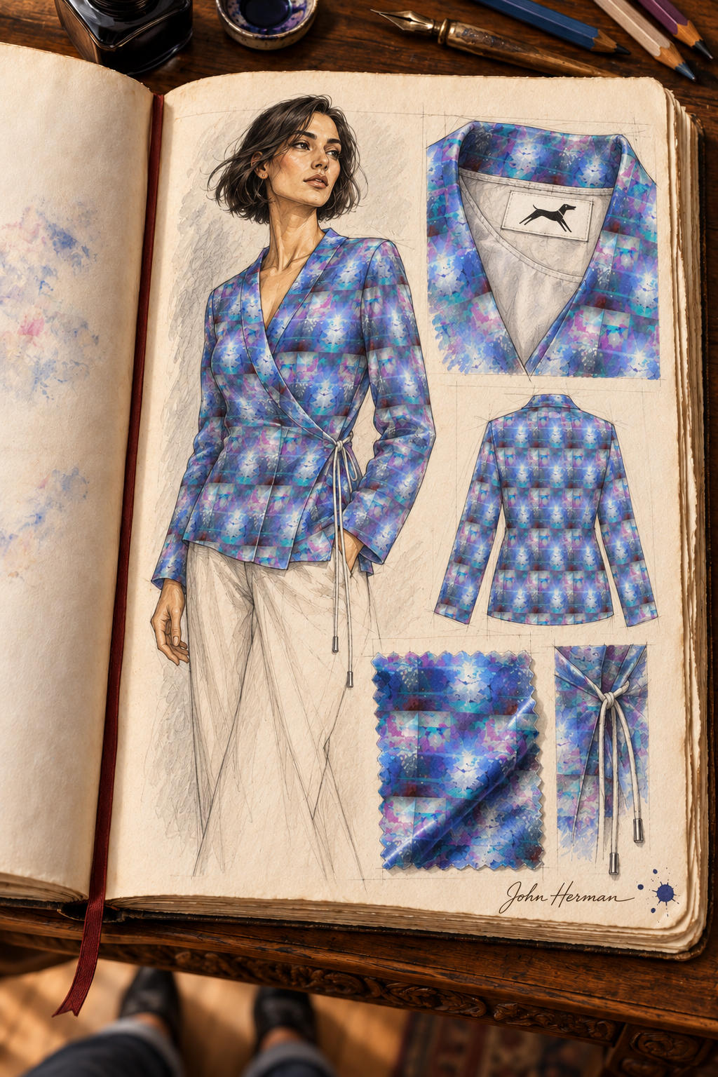 Ethereal Wrap Blazer — H02 Handbook First three-quarter front/side