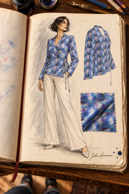 Ethereal Wrap Blazer — H03 Handbook Opposite three-quarter front/side