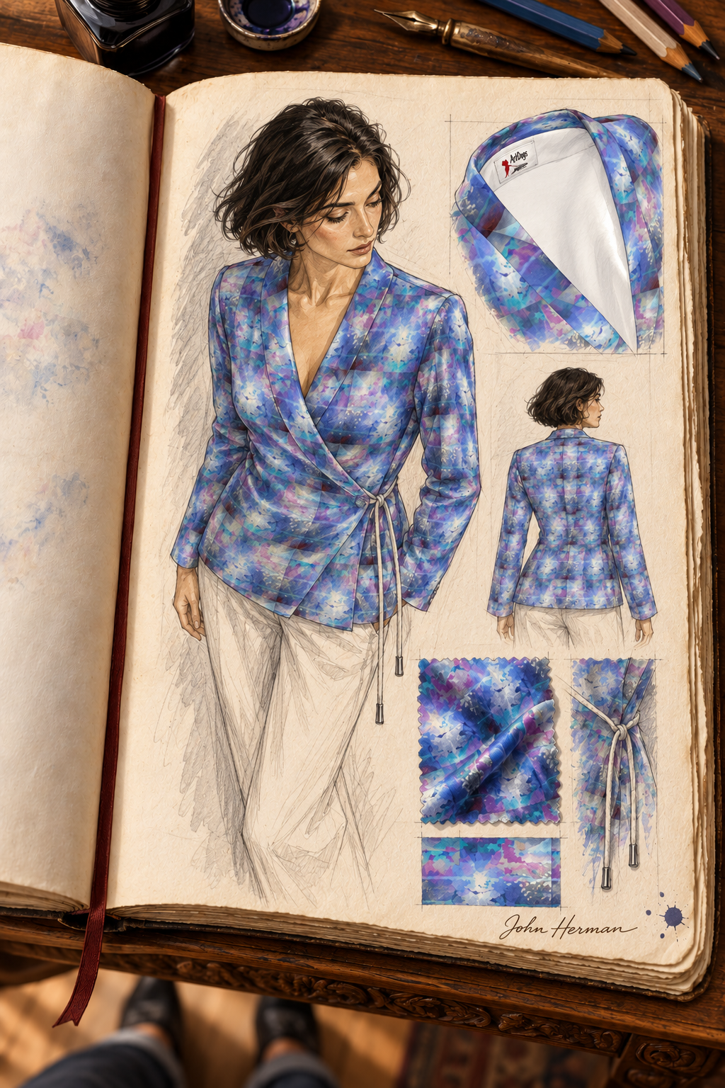 Ethereal Wrap Blazer — H06 Handbook Opposite overhead collar/sleeve