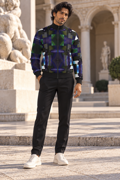 From Void to Grace Men's Tracksuit Jacket — fashion photography — front editorial