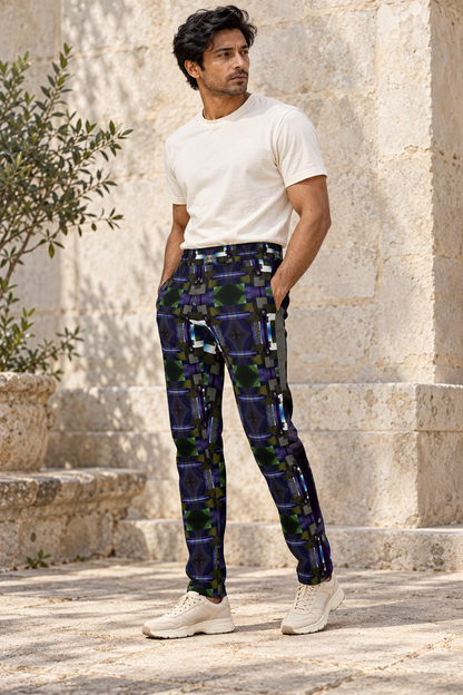 From Void to Grace Men's Tracksuit Trousers — fashion photography — three quarter editorial