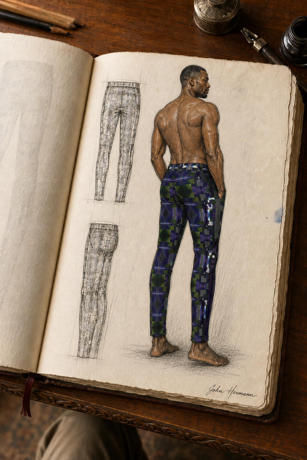 From Void to Grace Men's Tracksuit Trousers Handbook three-quarter back design story