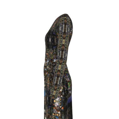 God Log Above-the-Knee Wrap Dress