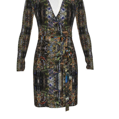 God Log Above-the-Knee Wrap Dress