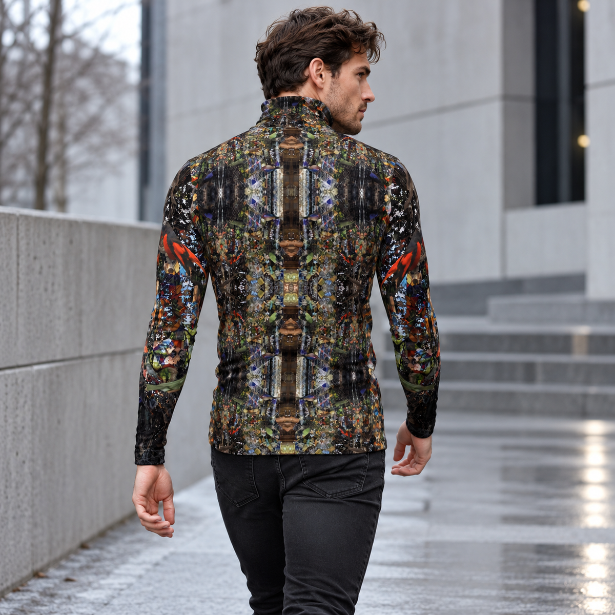 ArtDogs God Log men's slim fit roll neck — fashion back winter