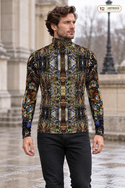 ArtDogs God Log men’s slim fit roll neck — Authentic Design View, Front