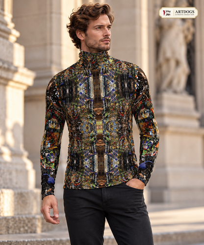 ArtDogs God Log men’s slim fit roll neck — Authentic Design View, Alternate front