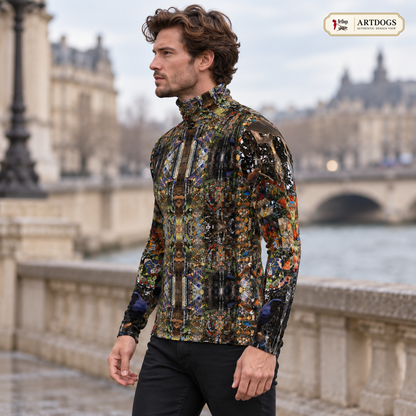 ArtDogs God Log men’s slim fit roll neck — Authentic Design View, Left profile