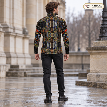 ArtDogs God Log men’s slim fit roll neck — Authentic Design View, Back