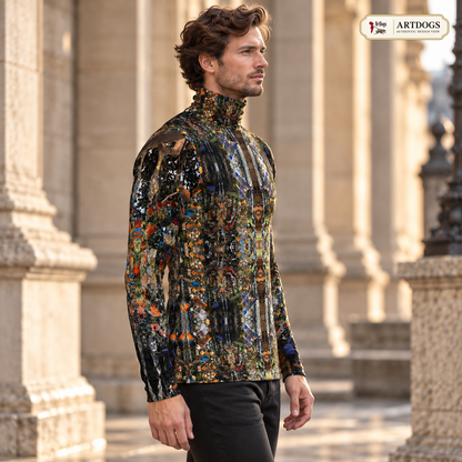 ArtDogs God Log men’s slim fit roll neck — Authentic Design View, Right profile