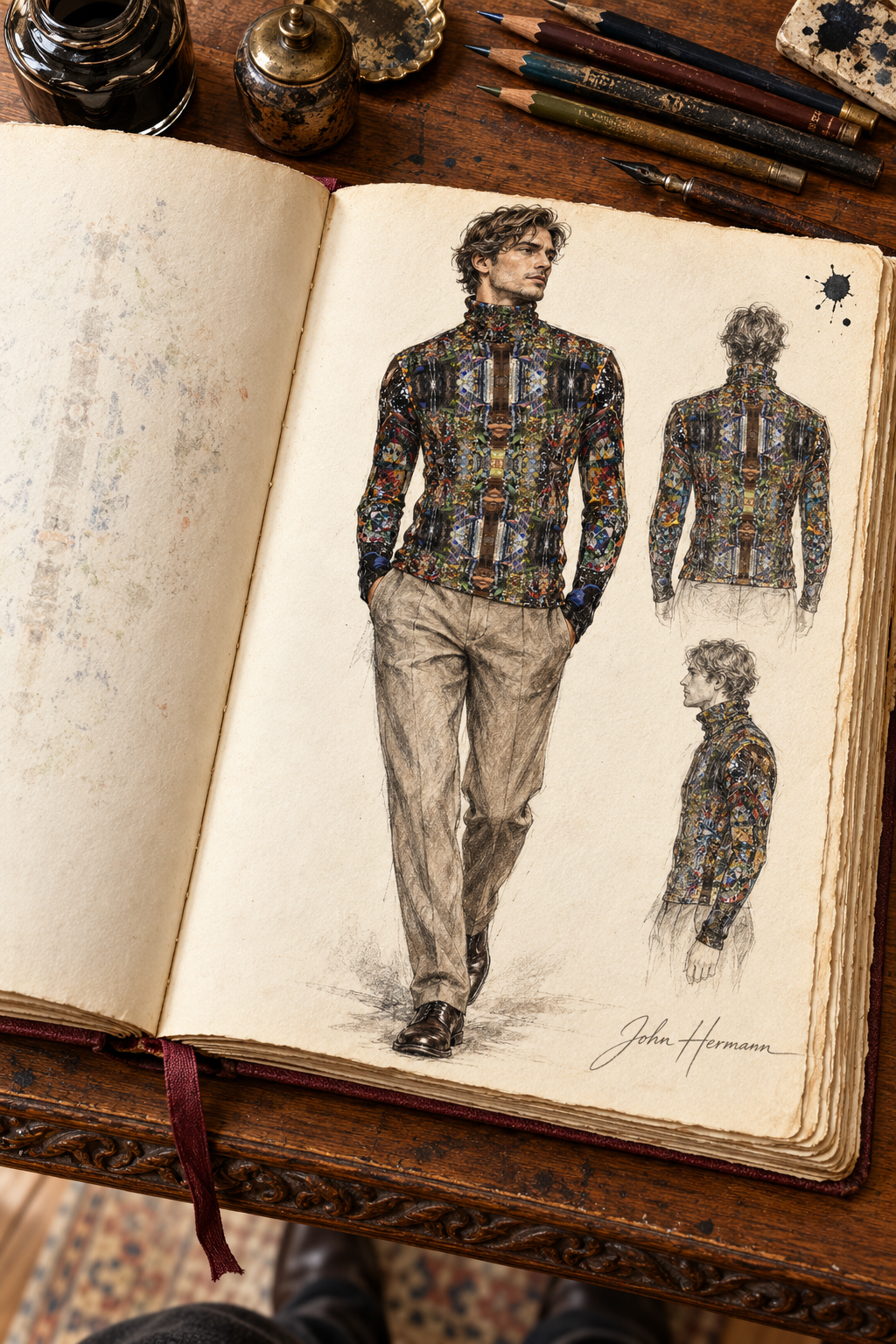 ArtDogs God Log men’s slim fit roll neck — Handbook, Front