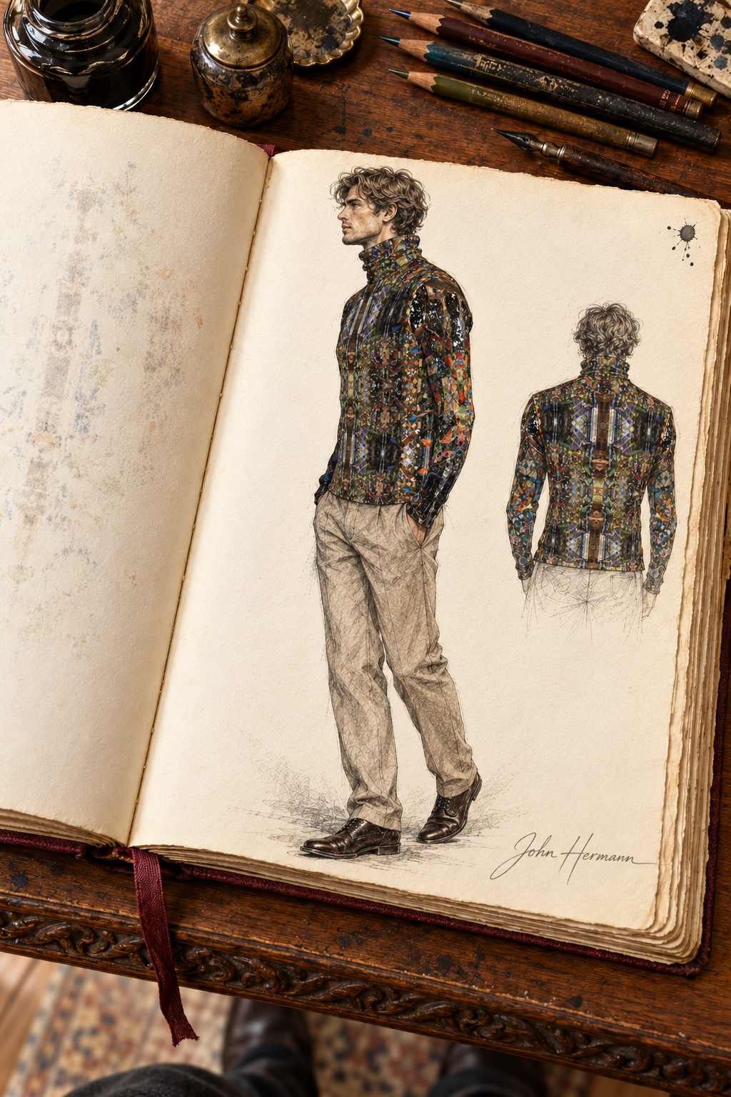 ArtDogs God Log men’s slim fit roll neck — Handbook, Left profile