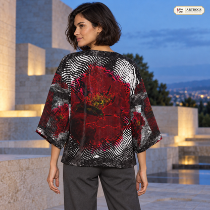 Illusions of Love Women's Kimono Jacket — A02 Authentic Design View