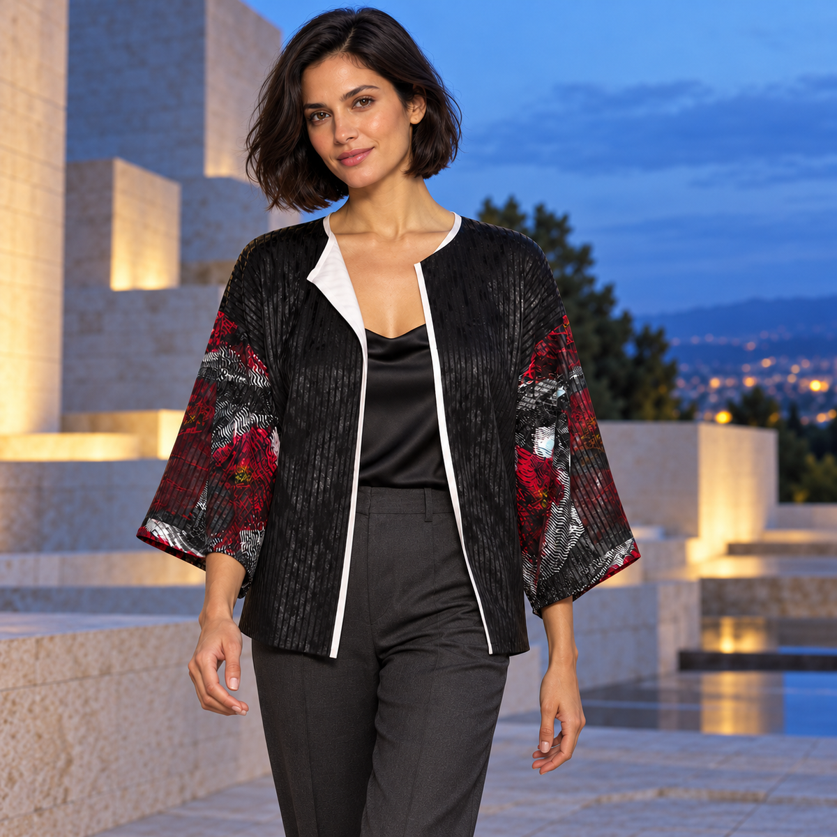 Illusions of Love Women's Kimono Jacket — F02 fashion photograph