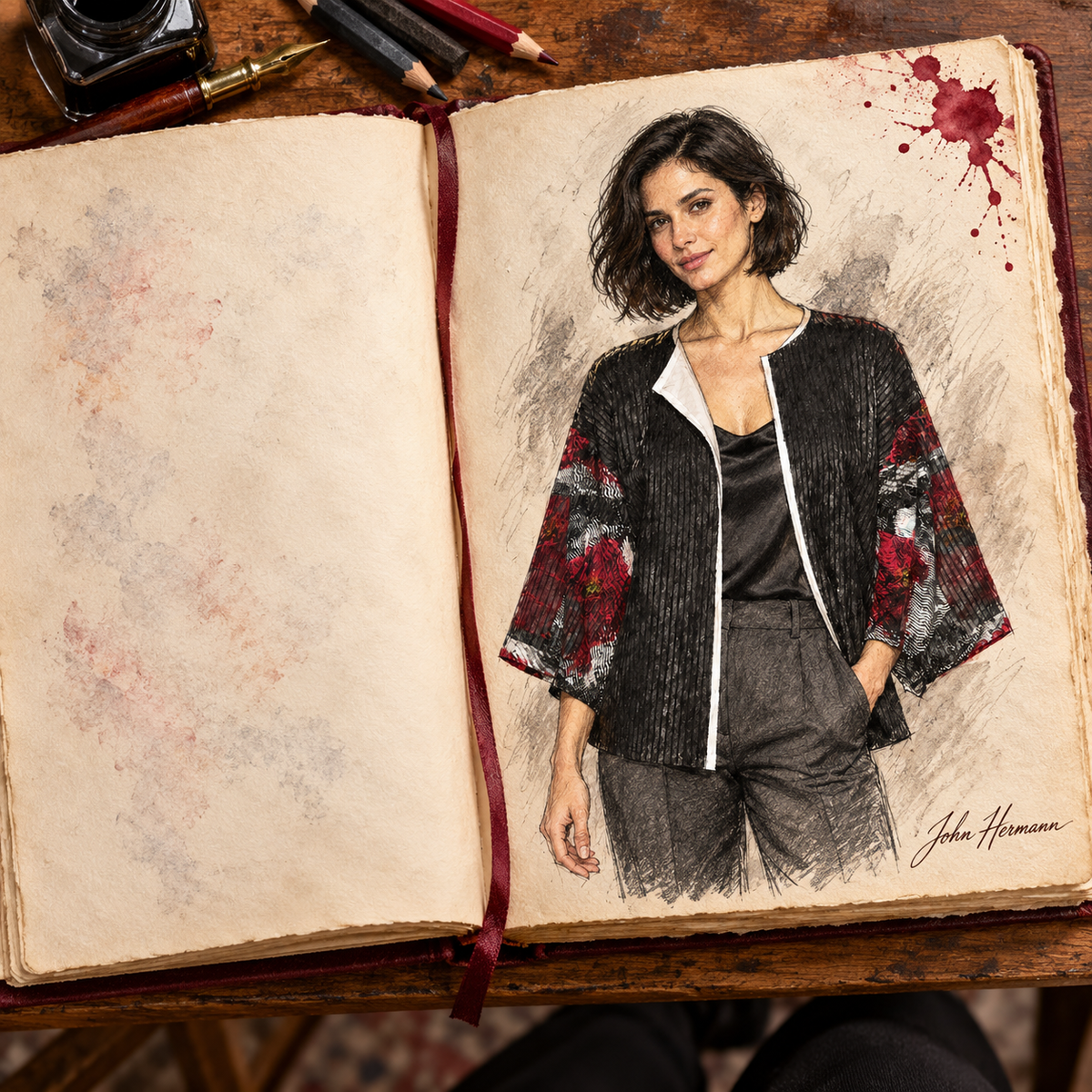 Illusions of Love Women's Kimono Jacket — H01 Handbook