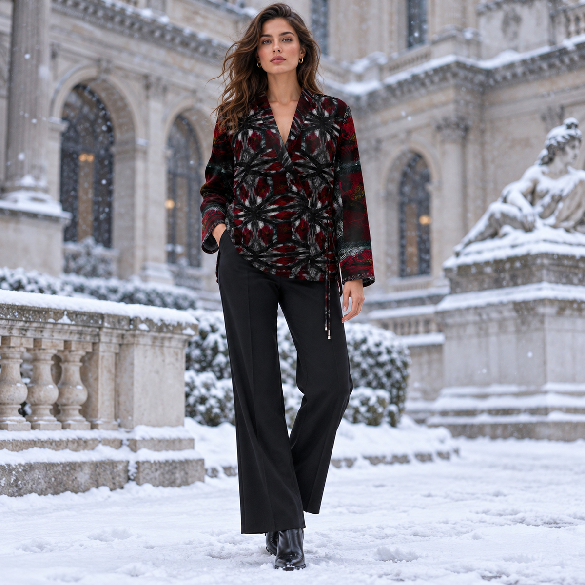 Illusions Wrap Blazer — fashion F01: front winter